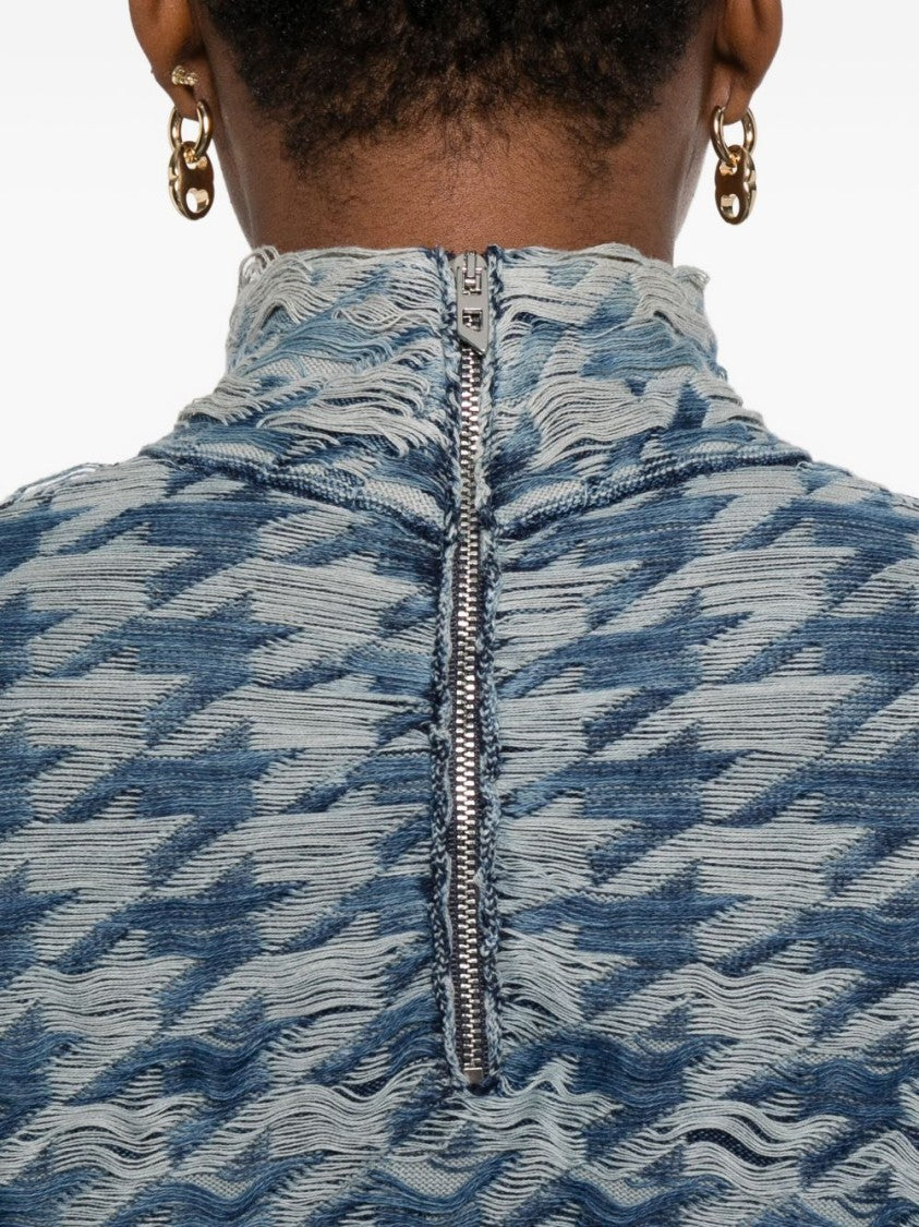 Diesel Blue Wave Pattern Long-Sleeve Top