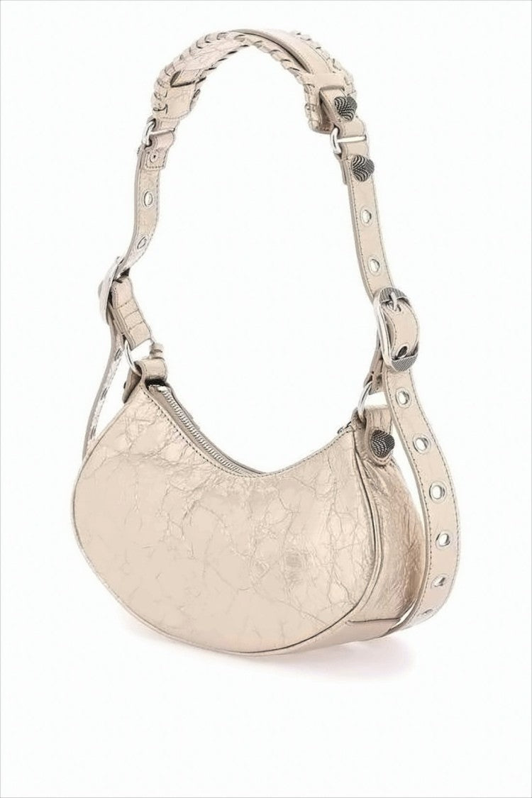 Balenciaga Small Lambskin Shoulder Bag With Crescent Shape And Stud Accents