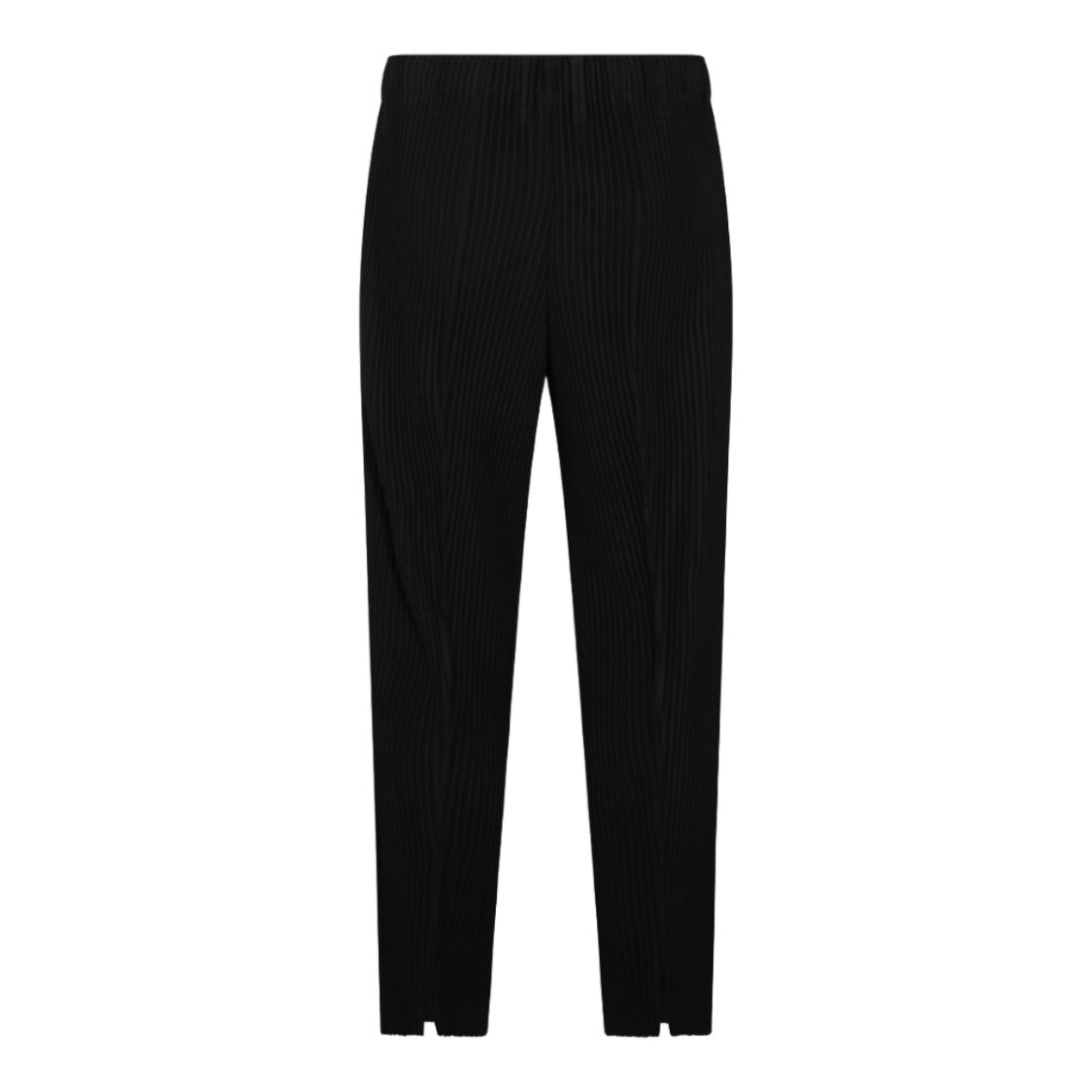 Homme Plissé Issey Miyake Slim Tapered Trousers With Vertical Pleats And Slit Hem