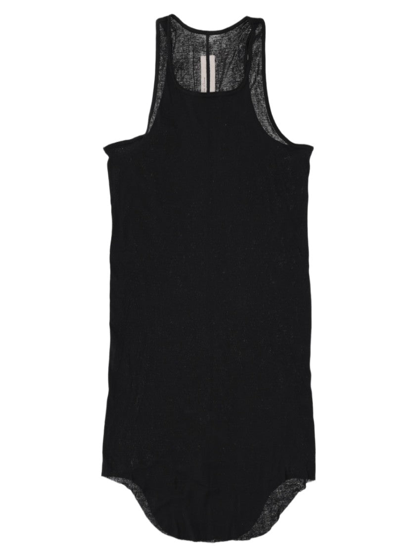 Rick Owens Basic Rib Scoop Neck Curved Hem Cotton Tank Top