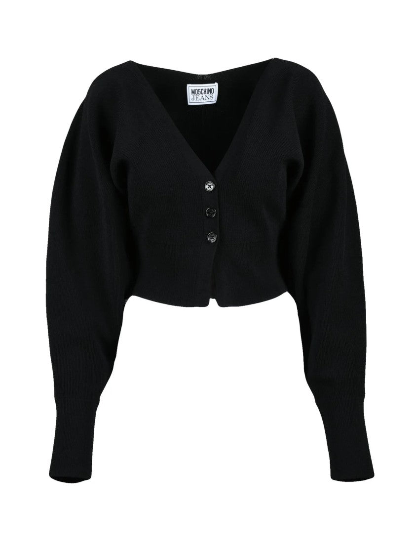 Mo5ch1no Jeans Black Viscose Polyester Short Cardigan