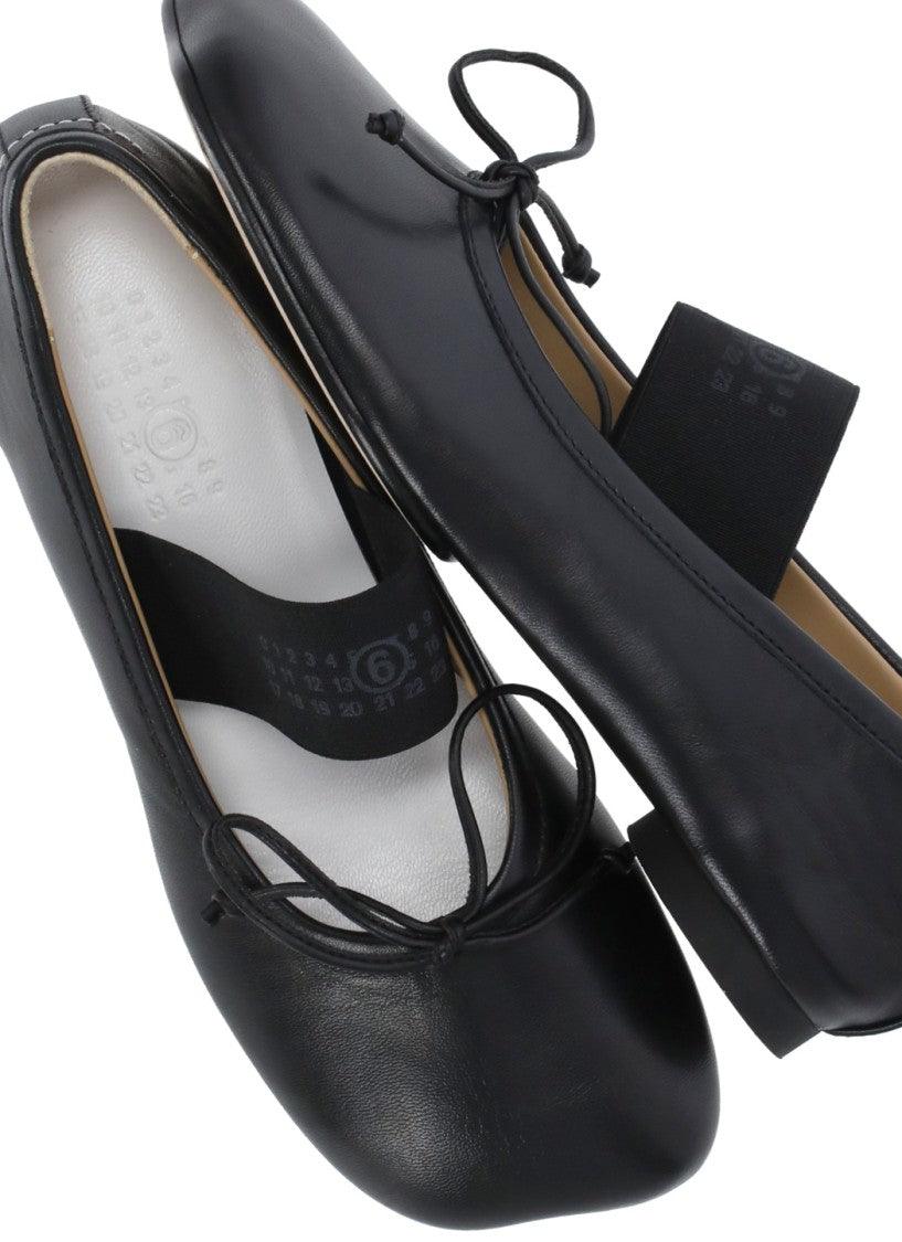 Mm6 By Maison Margiela Squared Toe Leather Ballerinas