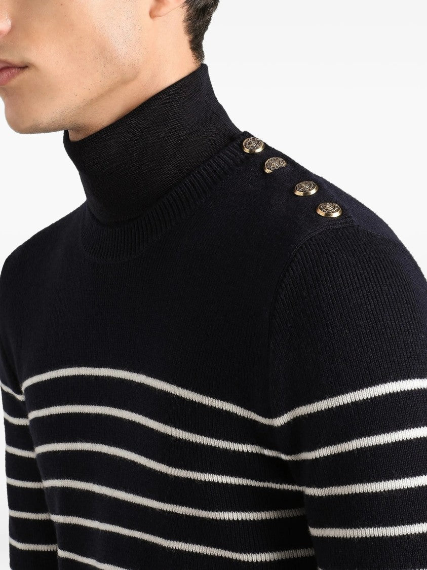 Dolce & Gabbana Fitted Knit Sweater With Decorative Gold Buttons