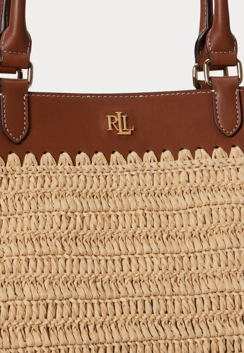 Lauren Ralph Lauren Woven Straw Tote Bag With Scalloped Edge