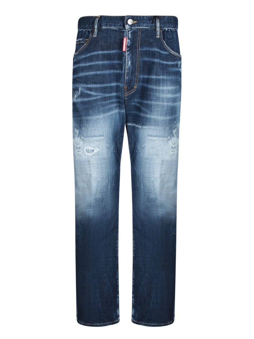 Dsquared2 Gradient Wash Denim Trousers With Distressed Detailing