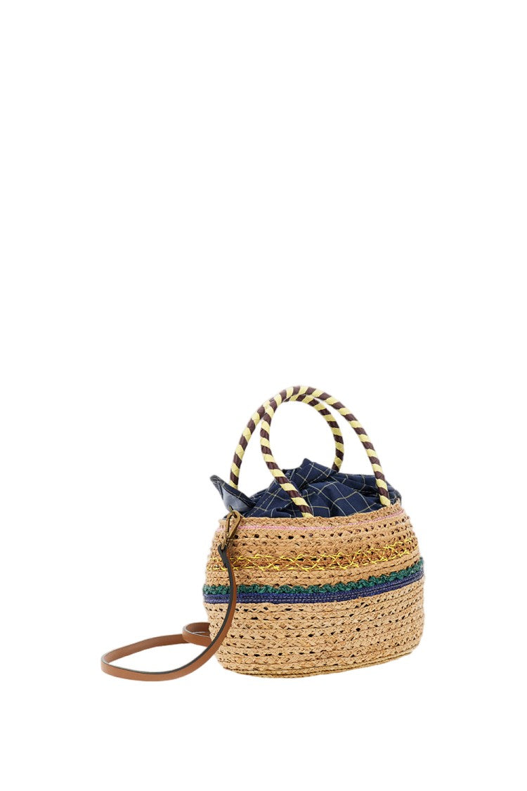 Exquisite J Woven Straw Handbag With Circular Handles