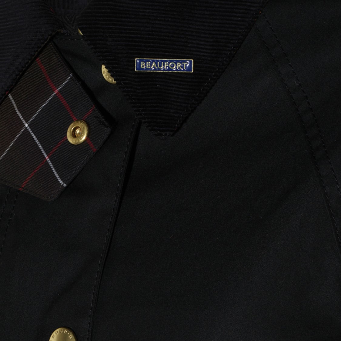 Barbour Black Beaufort Waxed Velvet Collar Jacket