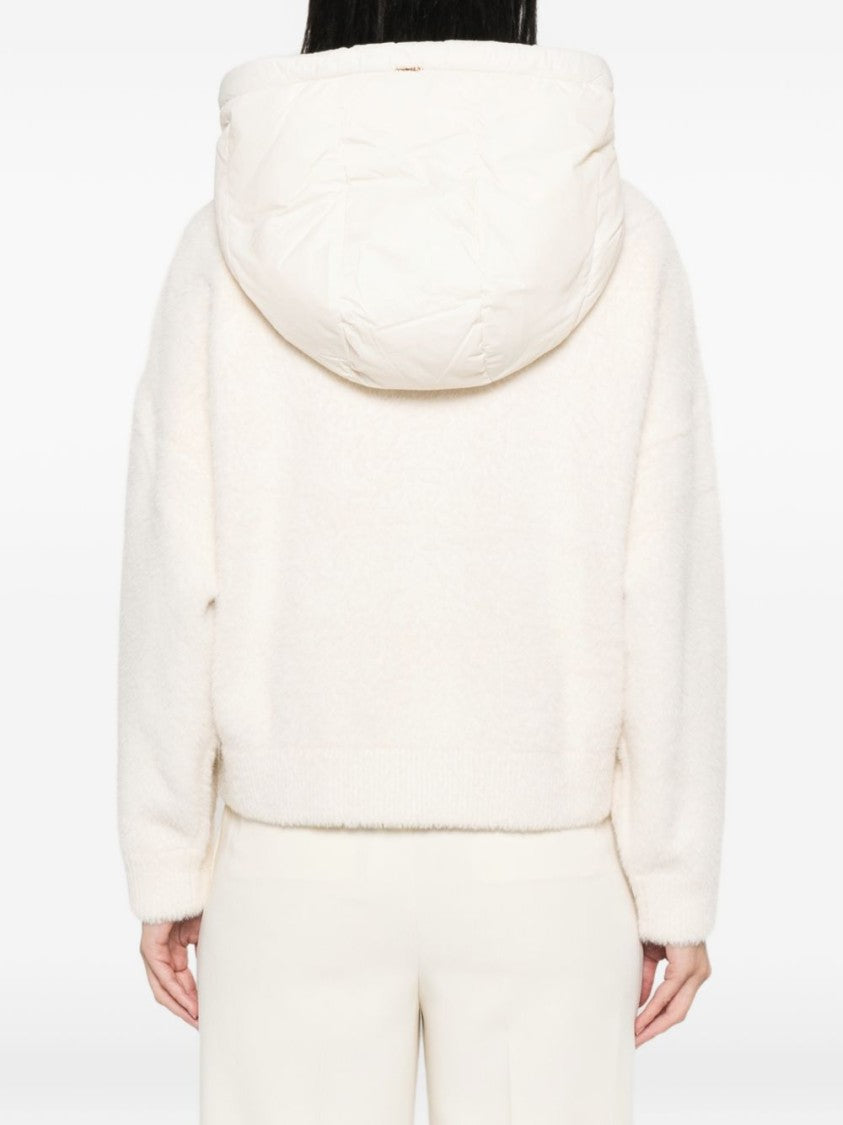Twin-Set Textured Hooded Quilted Knit Sweater
