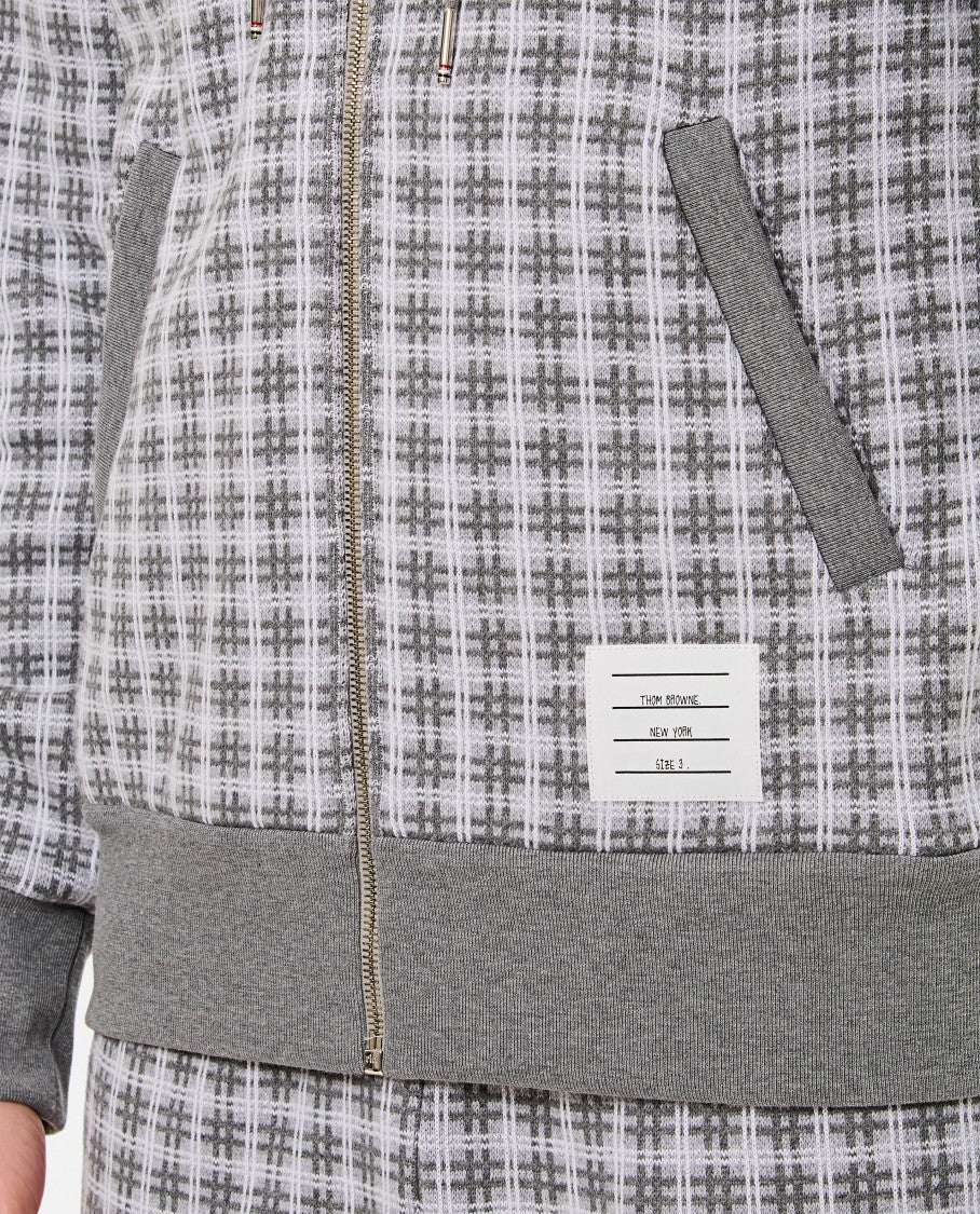 Thom Browne 4 Bar Zip Up Cotton Hoodie