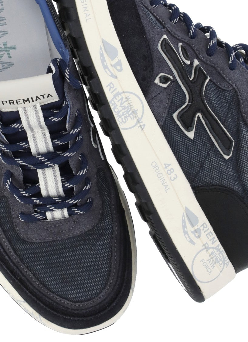 Premiata Dark Blue Nous 7726 Suede-Blend Sneakers