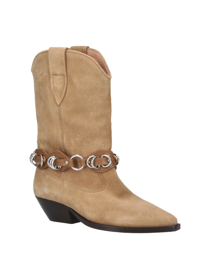 Isabel Marant Brown Duerto Silver Detail Suede Ankle Boots
