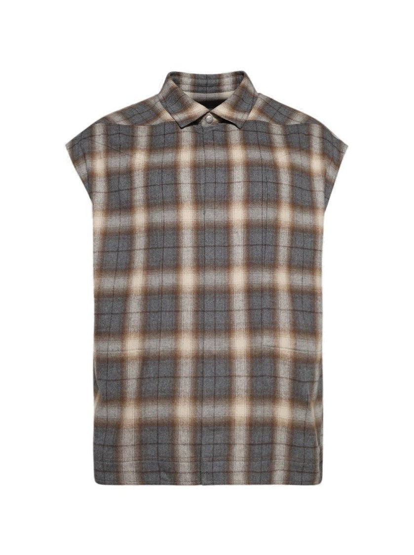 Rick Owens Sleeveless Jumbo Outershirt Grey Plaid
