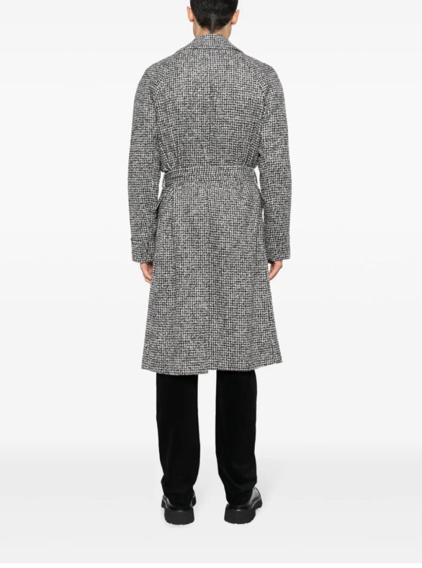 Lardini Double-Breasted Coat With Textured Fabric