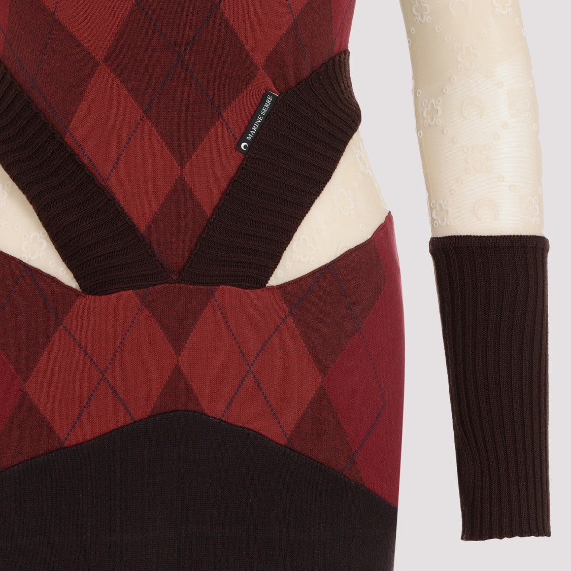 Marine Serre Regenerated Lozenge Knit Fitted Multicolor Cotton Dress