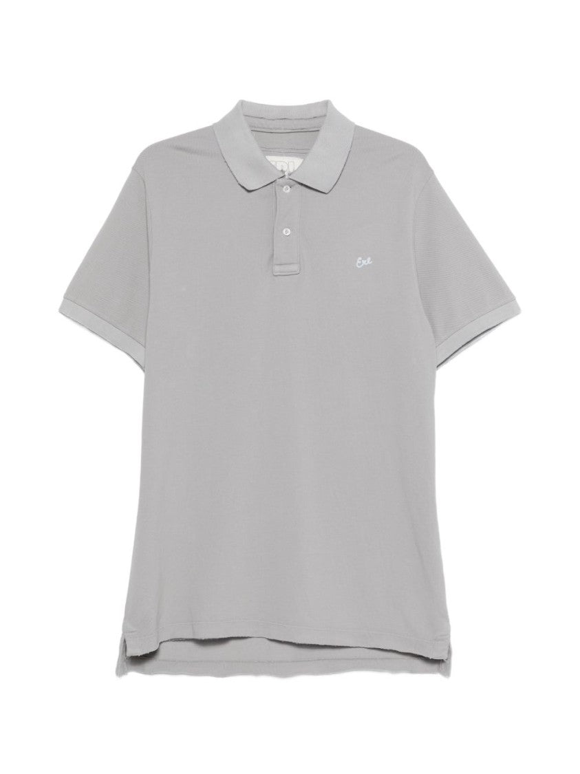 Erl Textured Grey Embroidered Polo Shirt