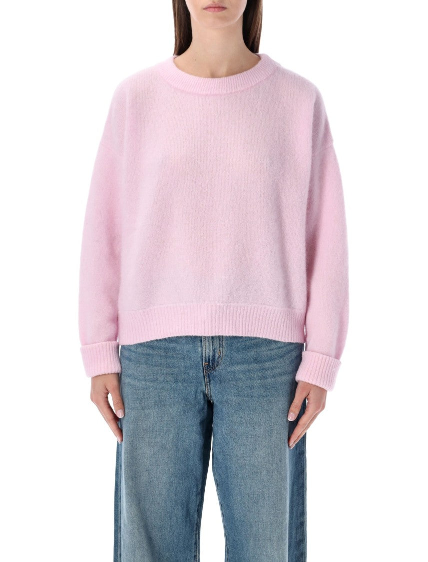 American Vintage Pastel Pink Vito Crewneck Fuzzy Wool Sweater