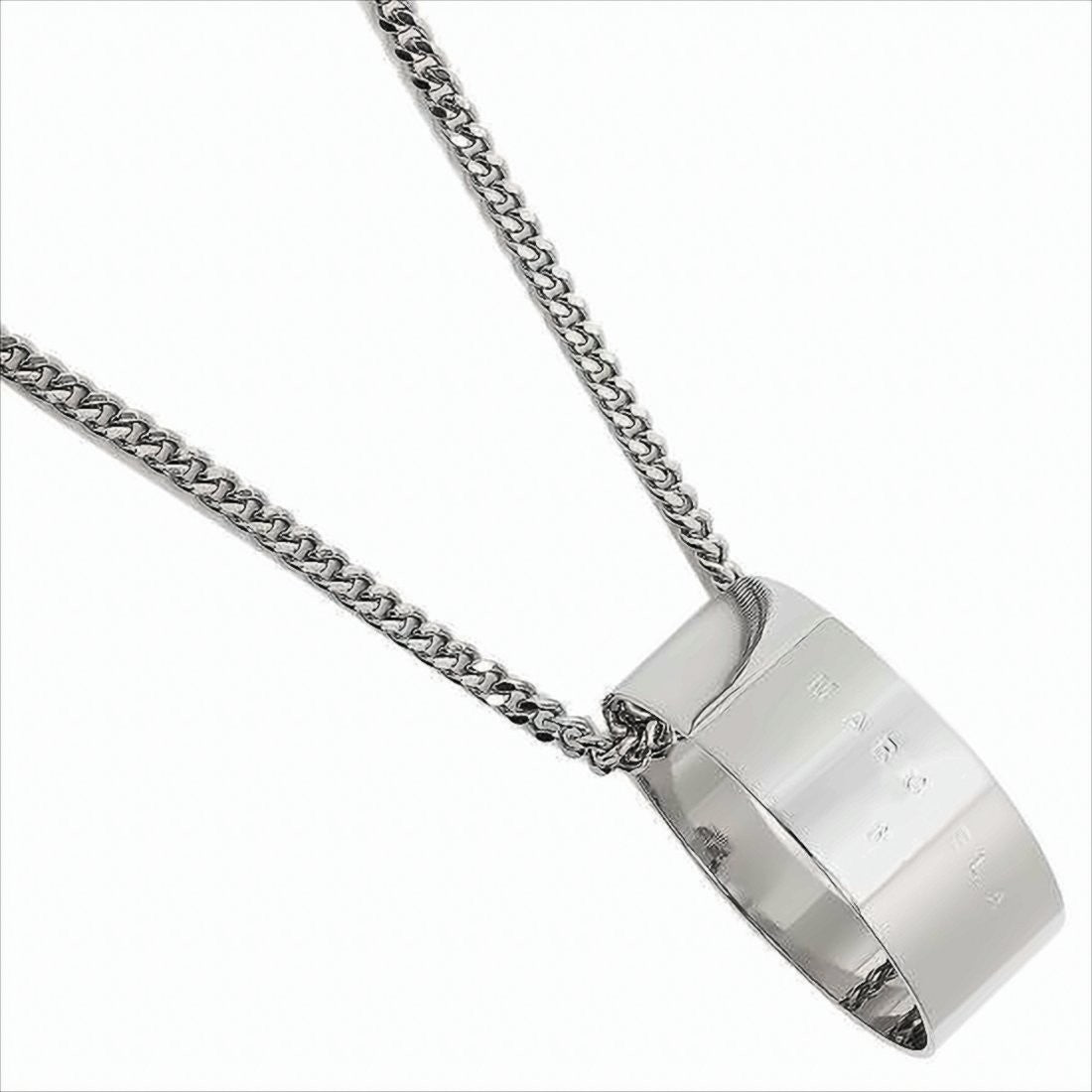 Mm6 By Maison Margiela Wide Metallic Pendant Necklace With Chain Design