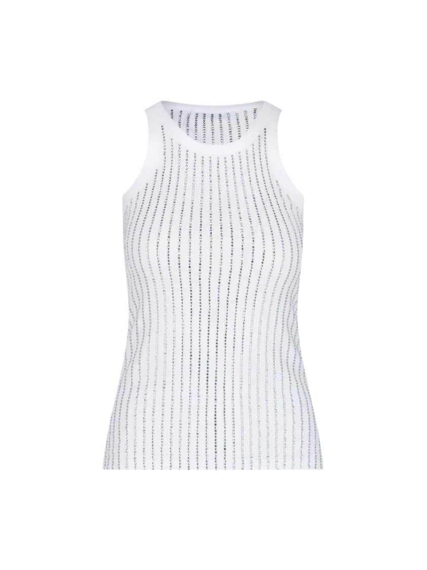 The Attico Crystal Top In White Cotton Jersey