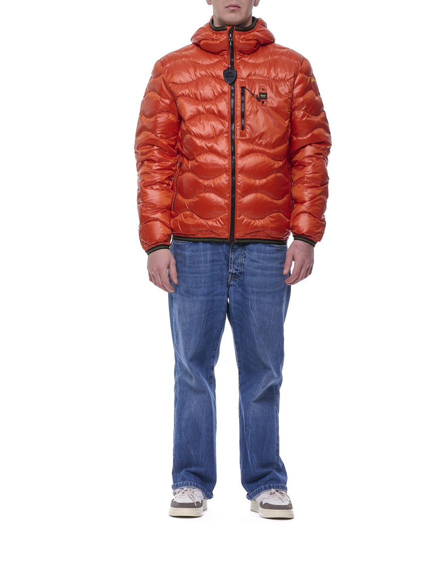 Blauer Wave-Quilted Puffer Jacket With Glossy Finish