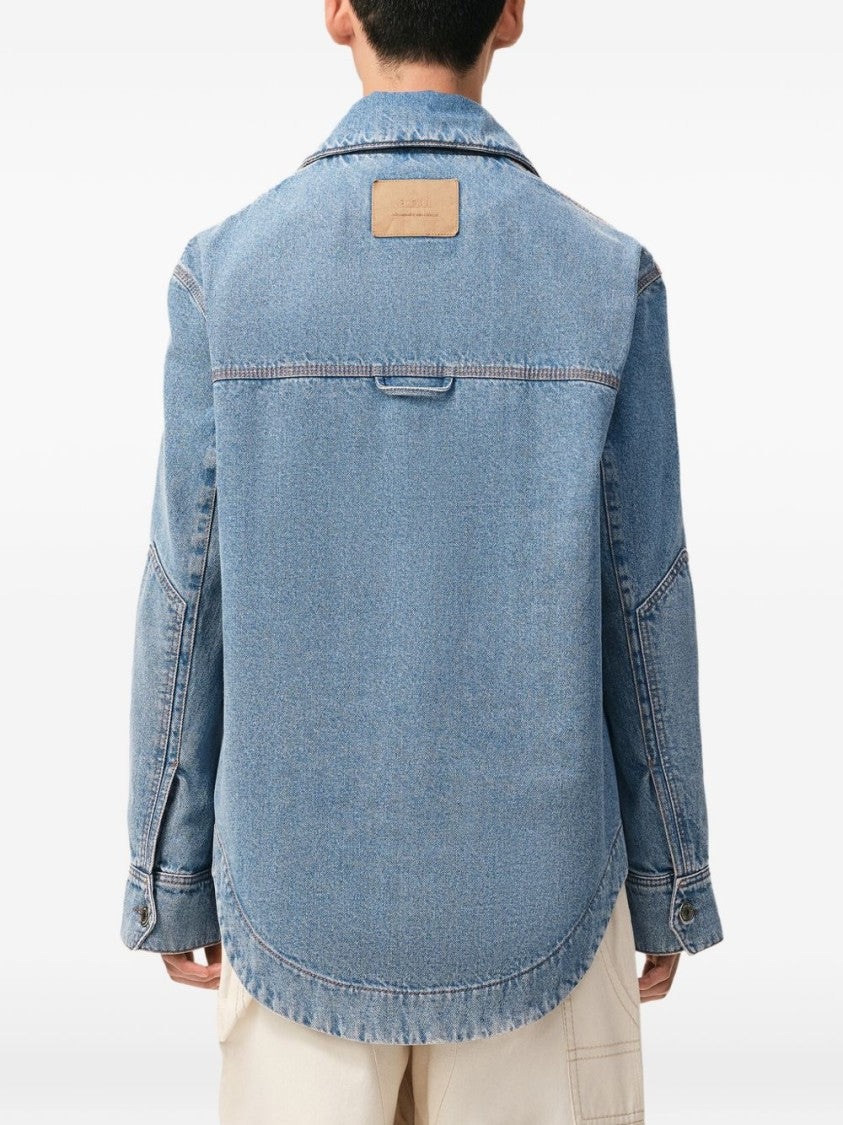 Ami Paris Used Indigo Blue Regular Collar Shirt