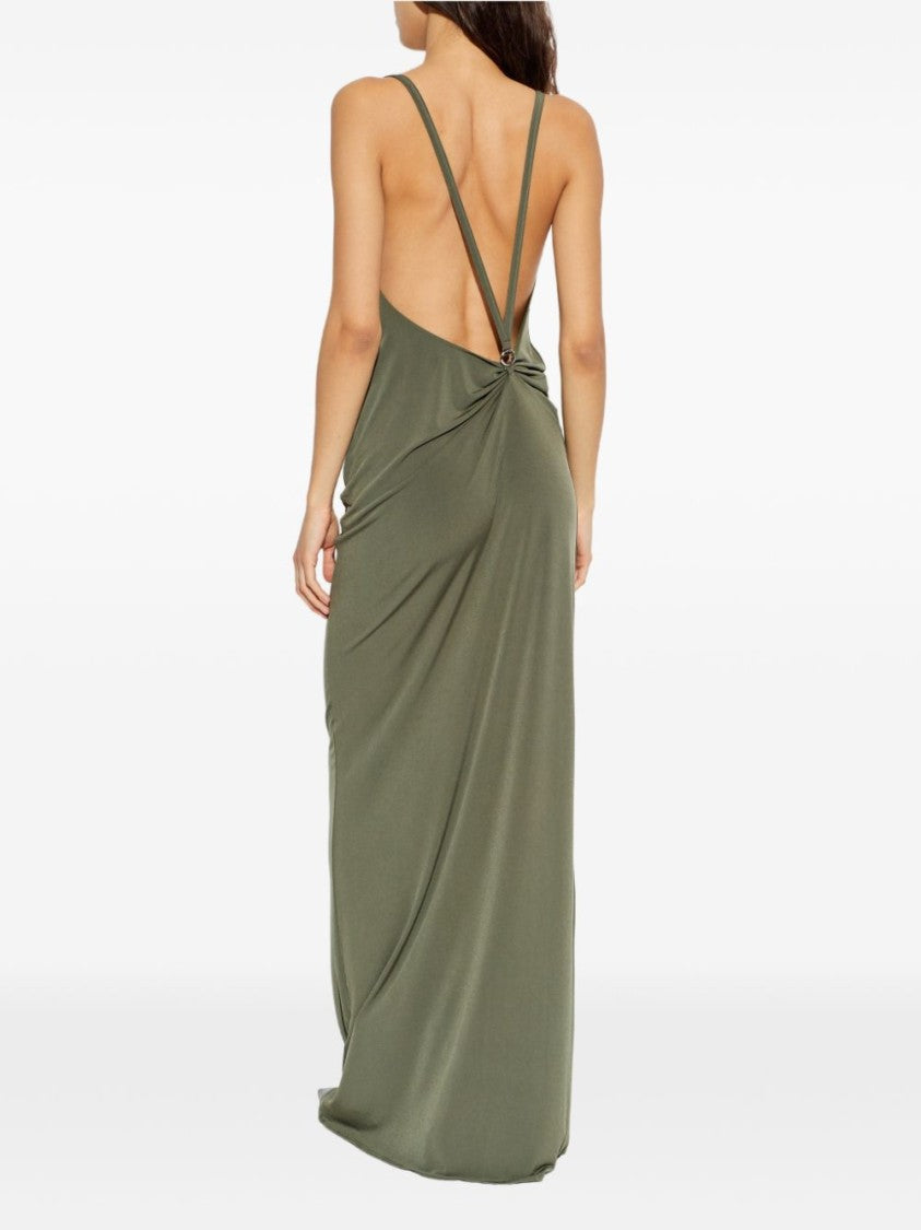 Coperni Green Ring Detail Open Back Dress