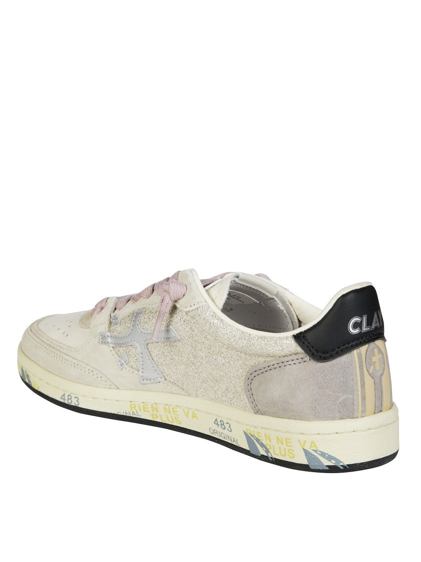 Premiata Low-Top Off-White Sneakers With Textured Accents