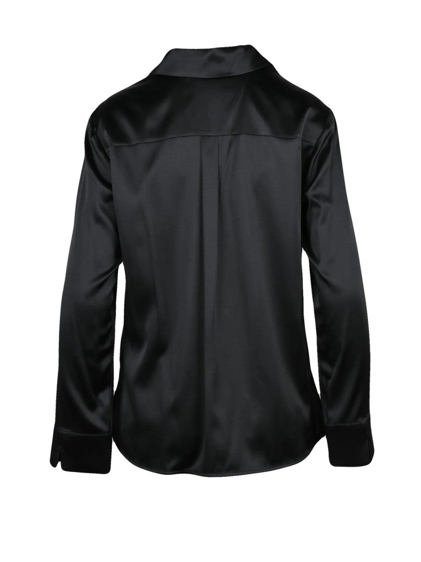Mm By Max Mara Black Stretch Silk Emiro Satin Shirt