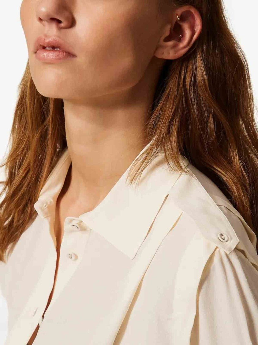 Twin-Set Cropped Button-Down Blouse With Classic Collar