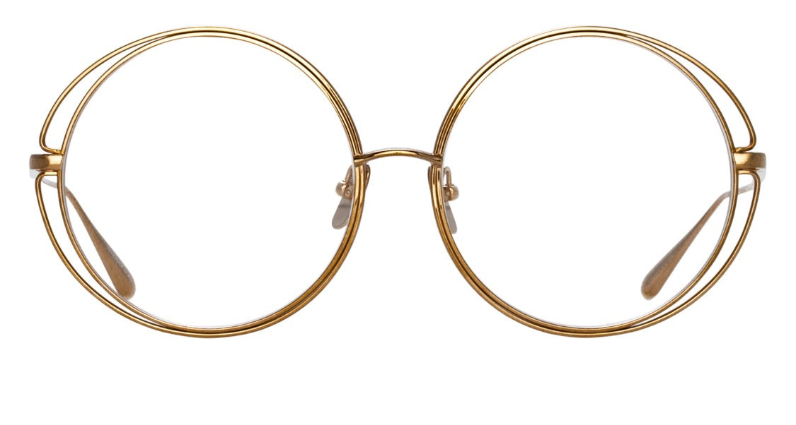 Linda Farrow Lfl Oversized Round Frame Eyeglasses With Double-Layered Metal Wire
