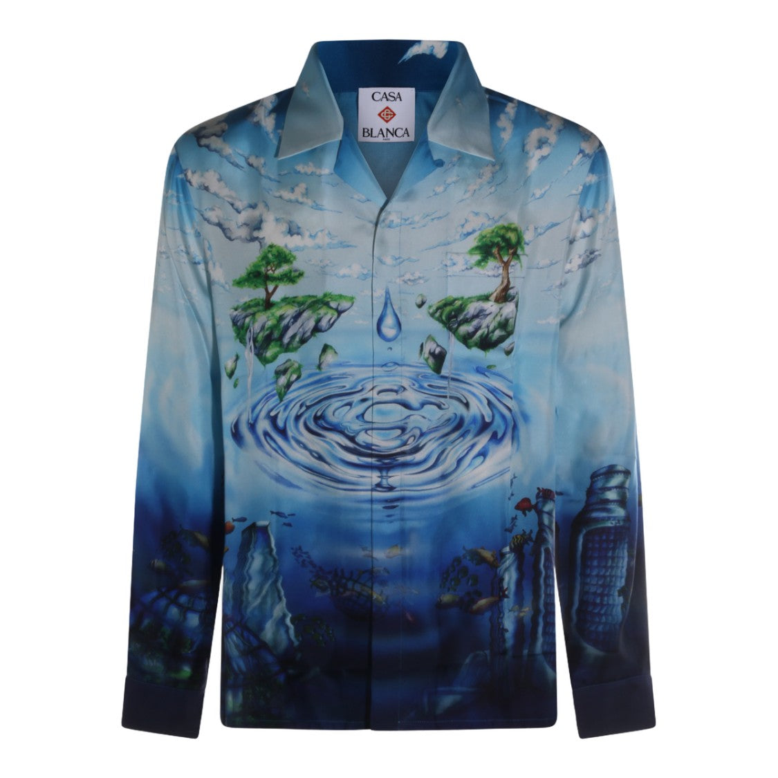 Casablanca Surreal Aquatic Print Long-Sleeve Shirt