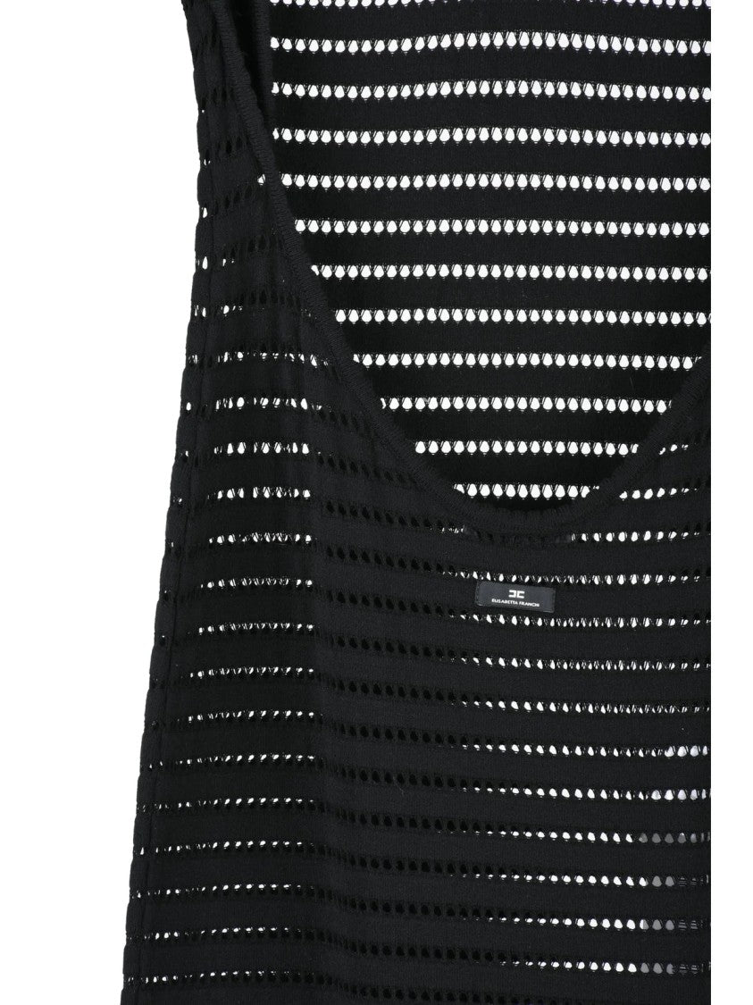 Elisabetta Franchi Black Viscose Polyester Women Long Stretch Knit Dress