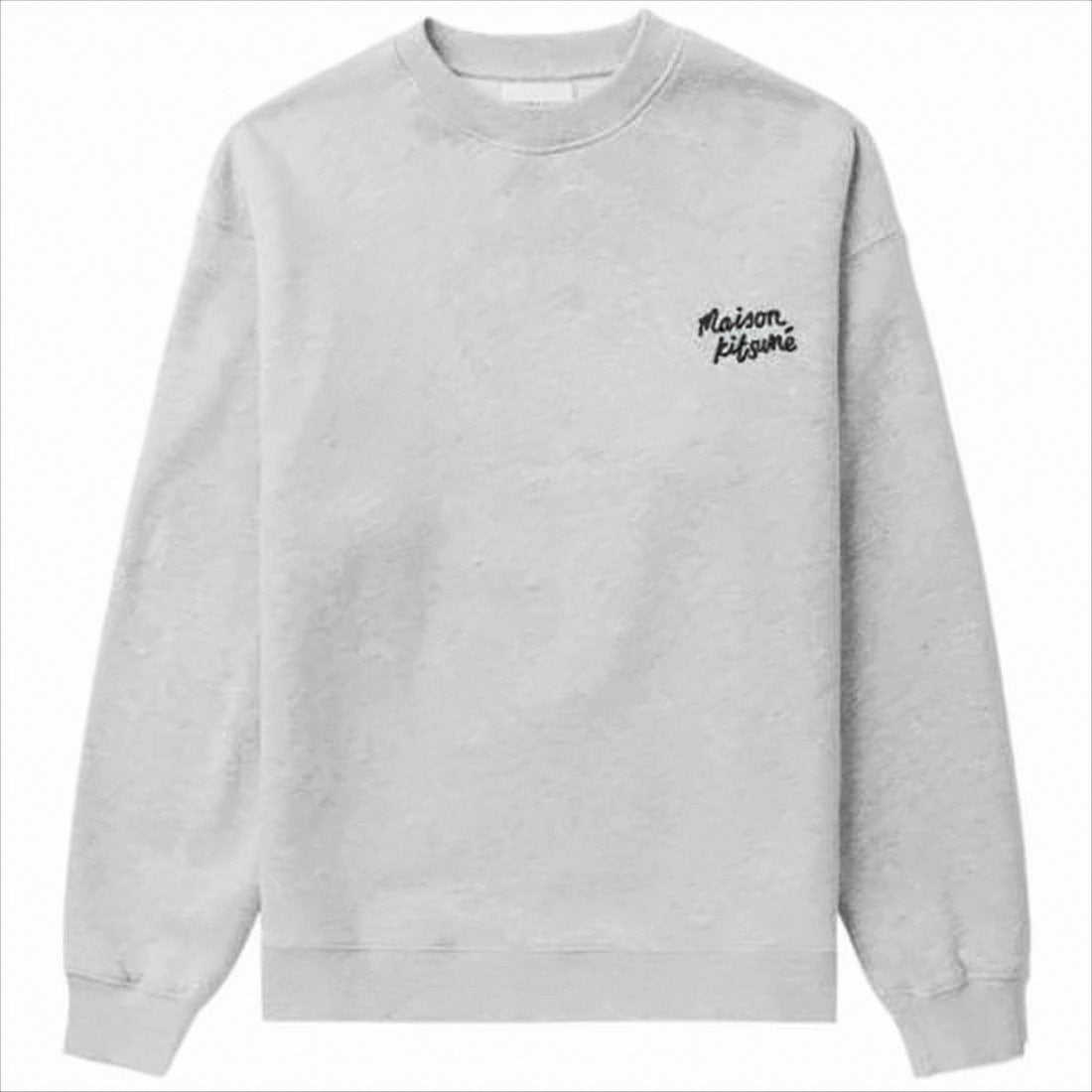 Maison Kitsuné Heather Grey Long-Sleeve Crewneck Sweatshirt With Embroidered Logo