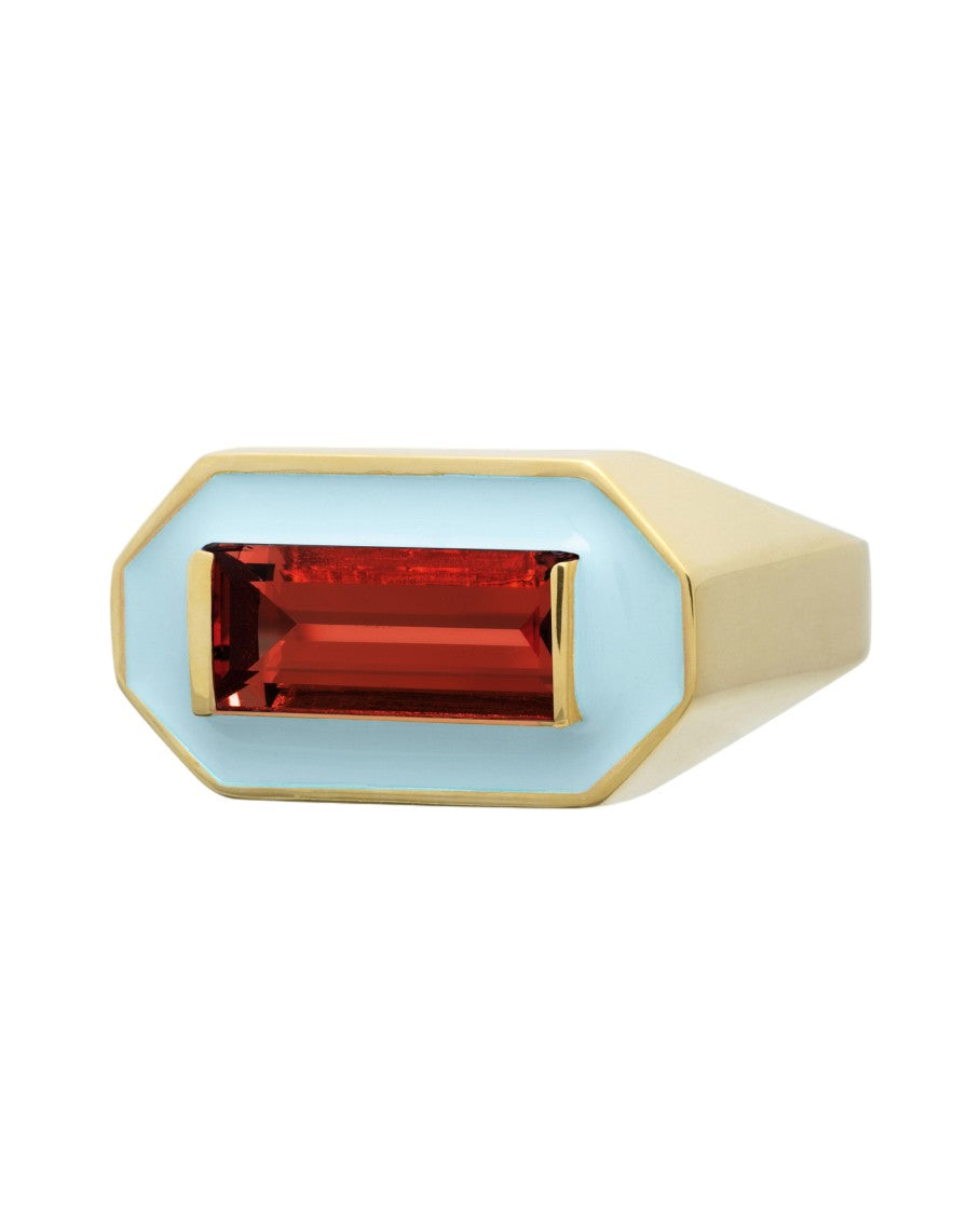 Aliita Deco-Style Maxi Baguette Ring In 9Ct Yellow Gold