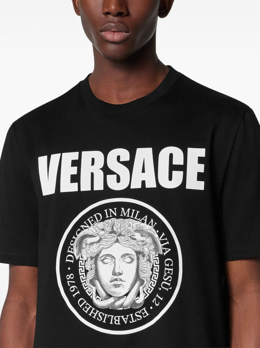 Versace Black T-Shirt With Bold Logo Print