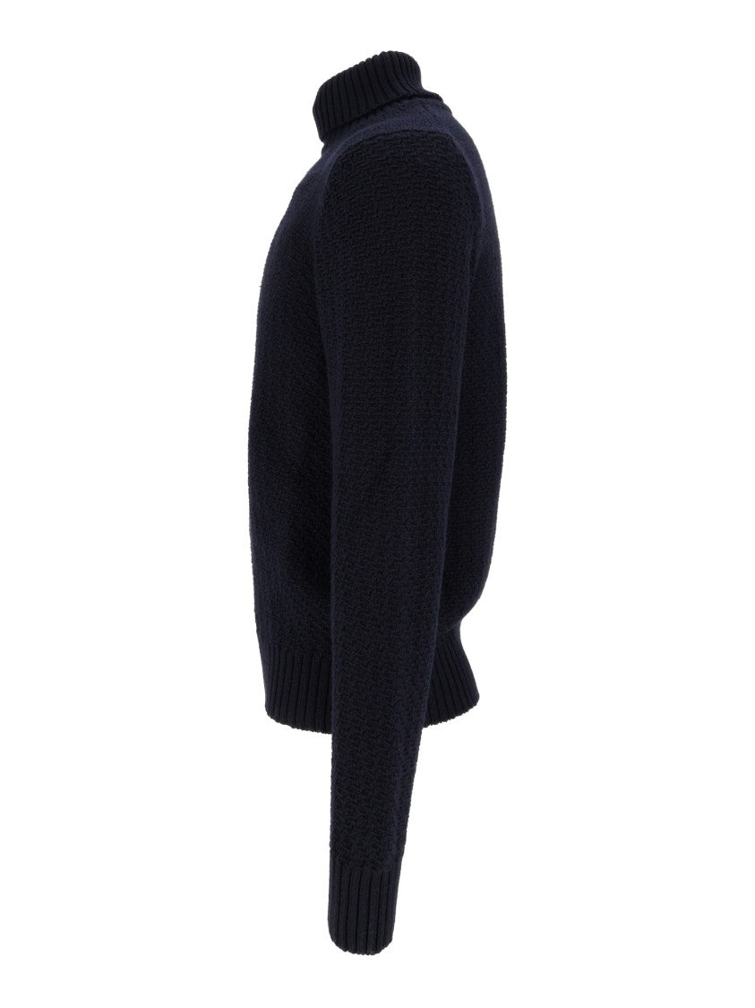 Circolo 1901 Black Ribbed Wool Turtleneck Sweater