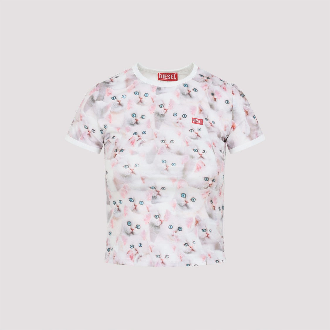 Diesel Playful Printed T-Shirt With White Cat Motif