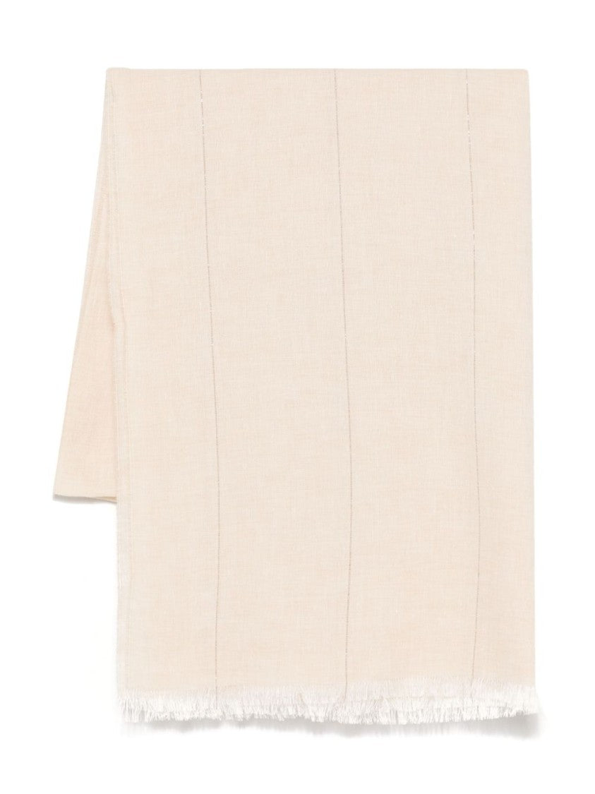 Peserico Beige Scarf With Fringed Edges