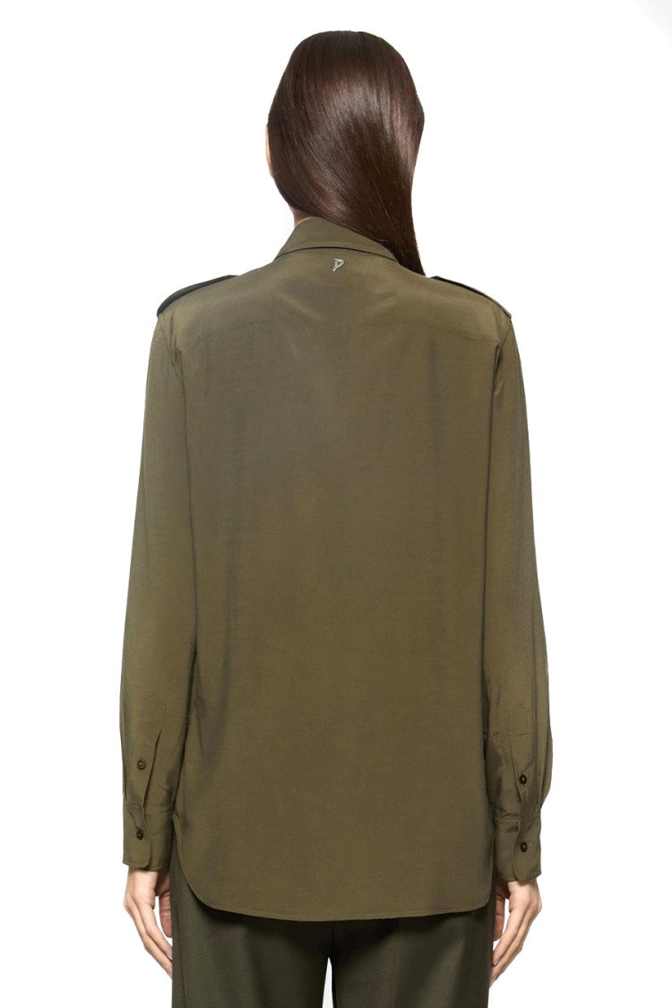 Dondup Green Viscose Utility Shirt
