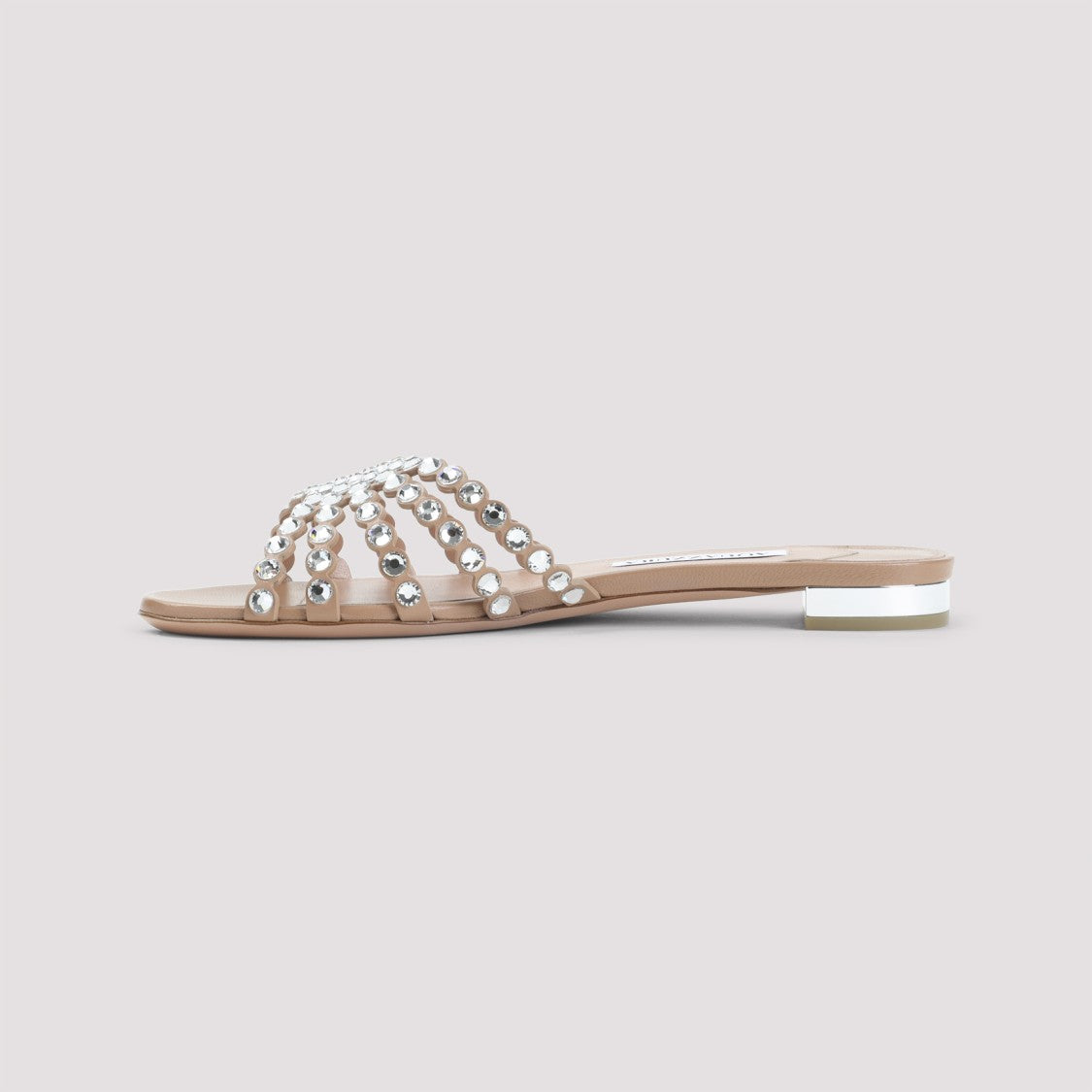Aquazzura Flat Nappa Leather Sandals With Metallic Studs
