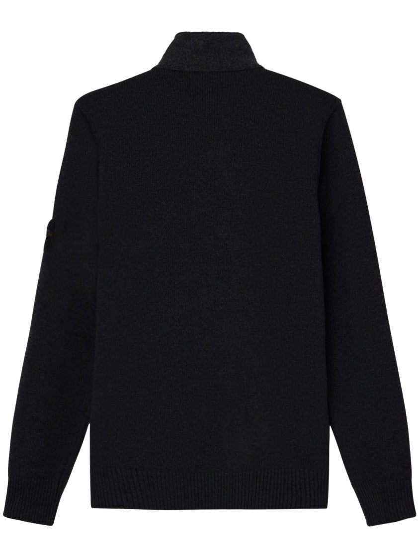 Stone Island High-Collar Arm-Patch Knit Sweater