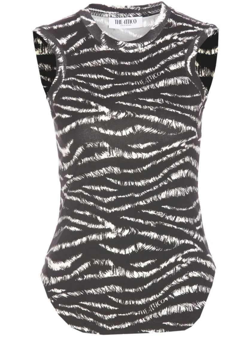 The Attico Zebra Print Tank Top