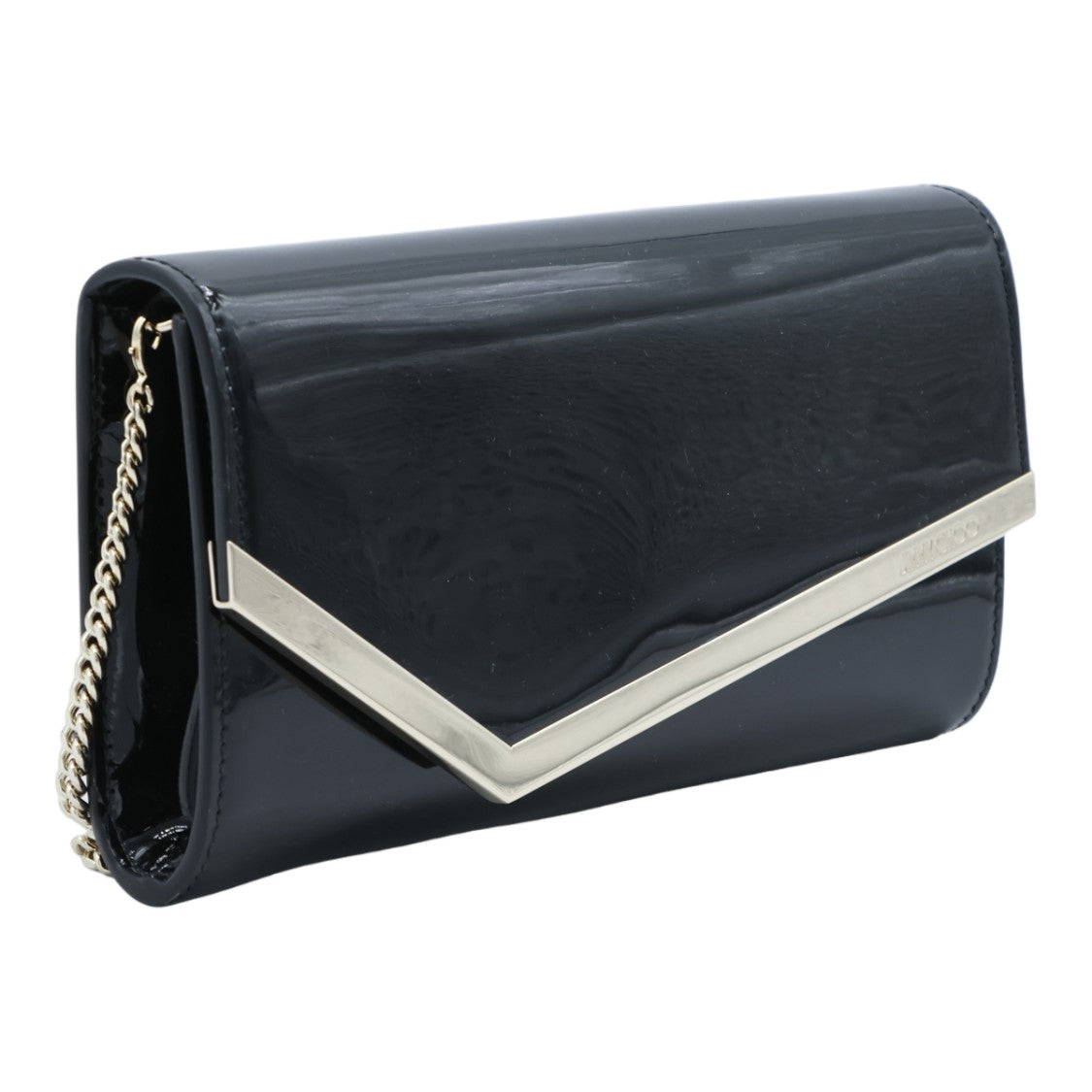 Jimmy Choo Rectangular Black Clutch With Metallic Accent