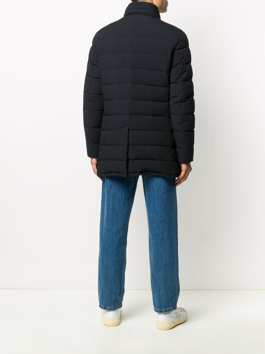Moorer Padded Dark Blue Virgin Wool Parka With Stand-Up Collar