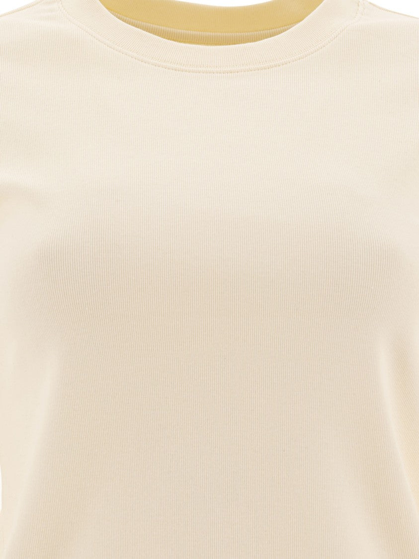 Sandbeige Soft Cotton-Elastane Blend T-Shirt With Classic Design