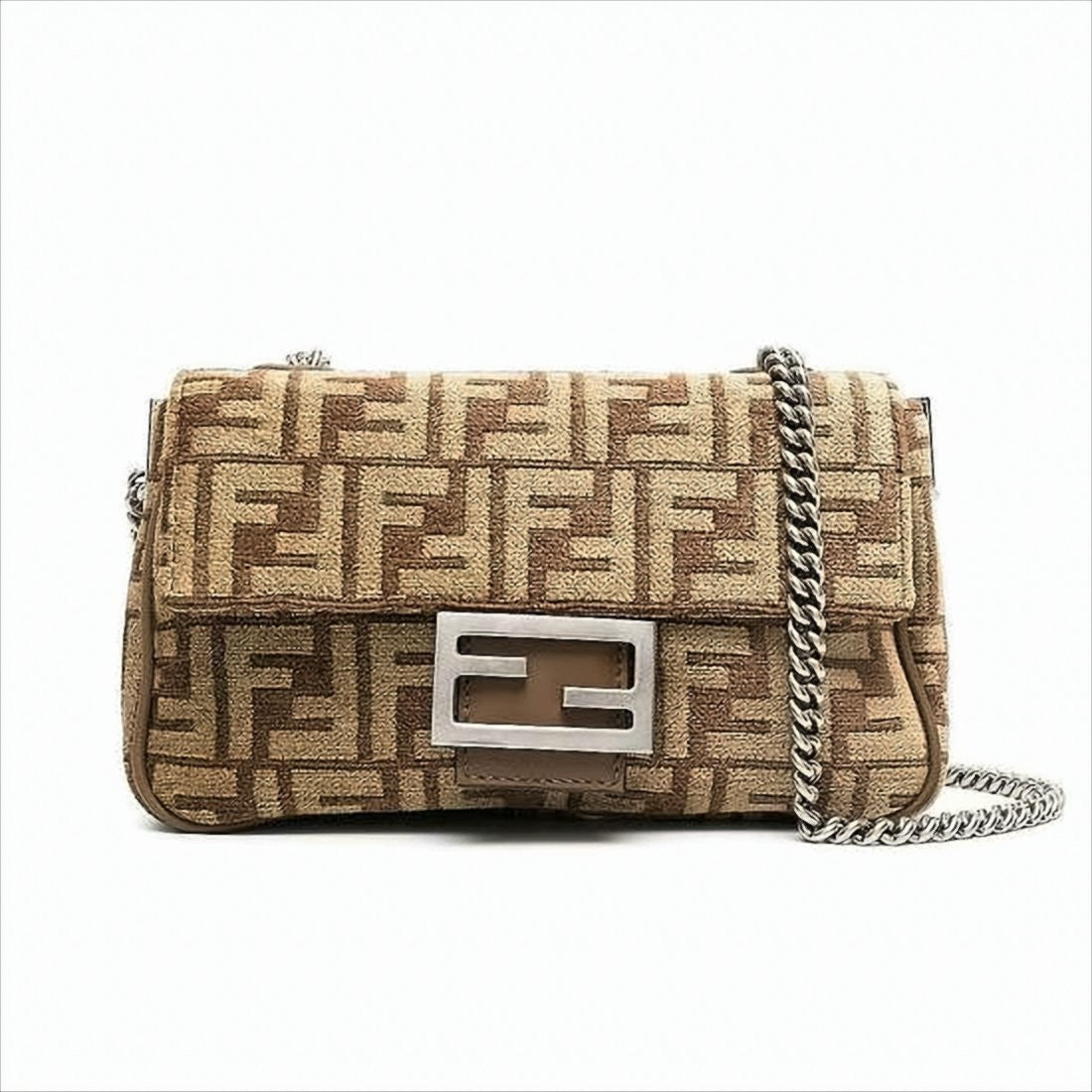 Fendi Rectangular Monogram Tote Bag With Chain Strap