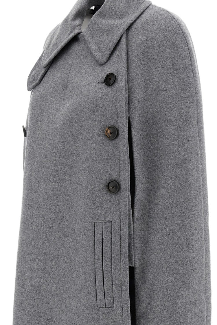 7 For All Mankind Double-Breasted Longline Wool Cape