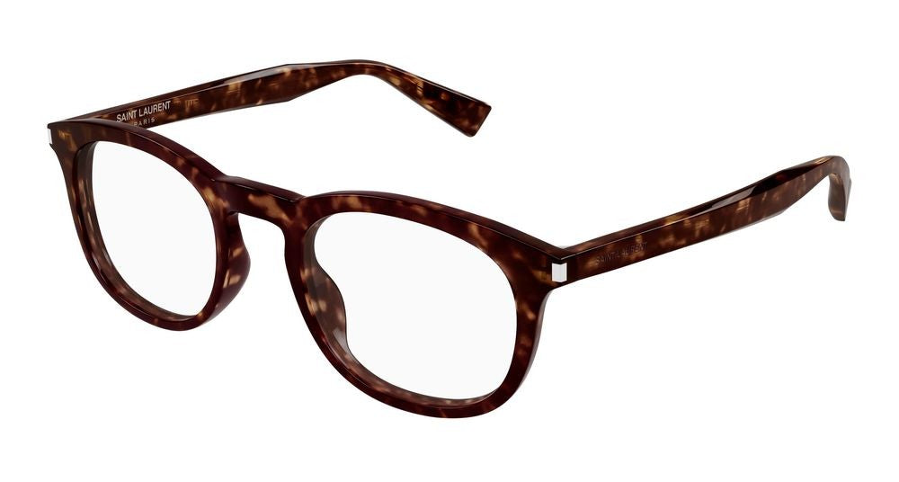 Saint Laurent Havana Classic Round Tortoiseshell Eyeglasses