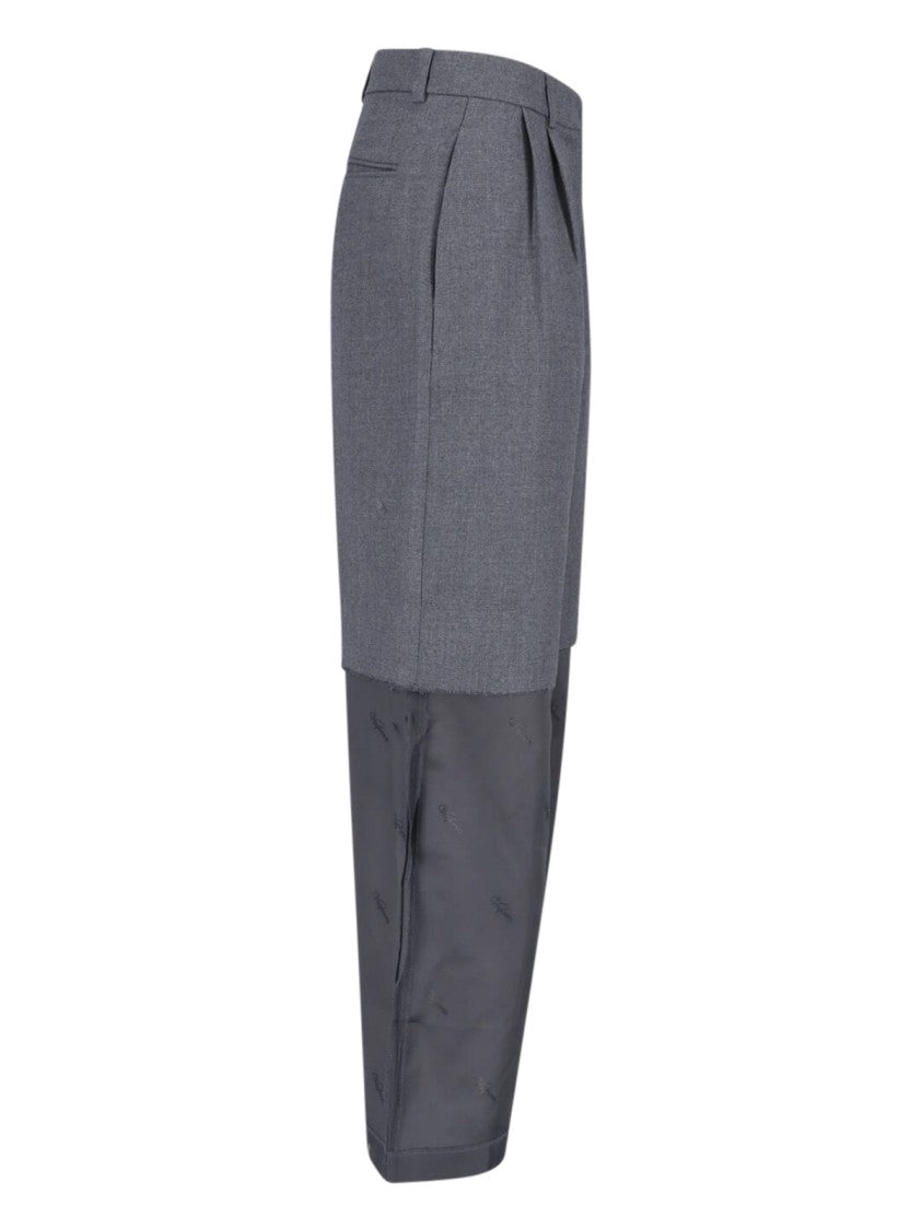 Vaquera Black Two-Tone Patterned Wide-Leg Trousers