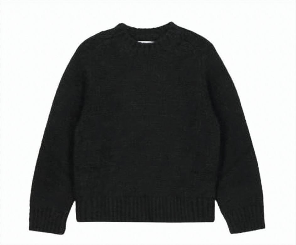 Jil Sander Textured Black Knit Sweater With Classic Crew Neckline