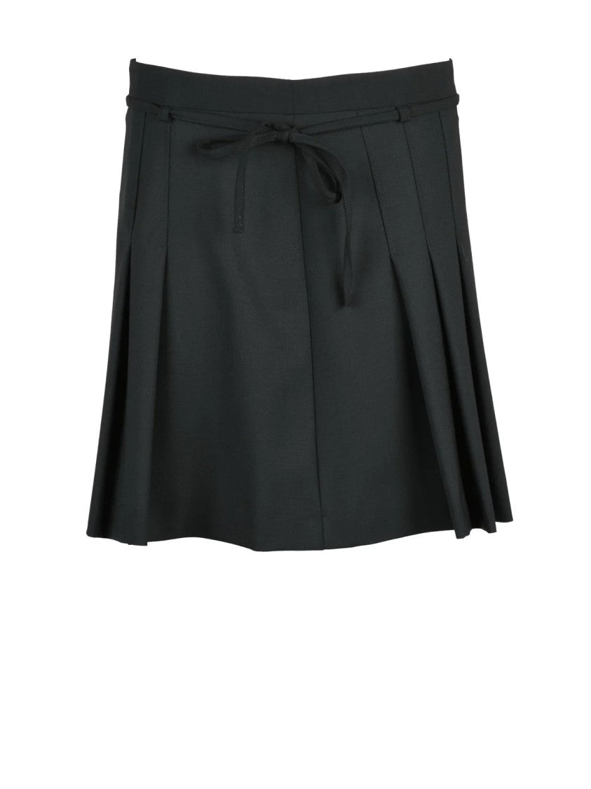 Marella Sport Pleated Black Mini Skirt With Tailored Waistband